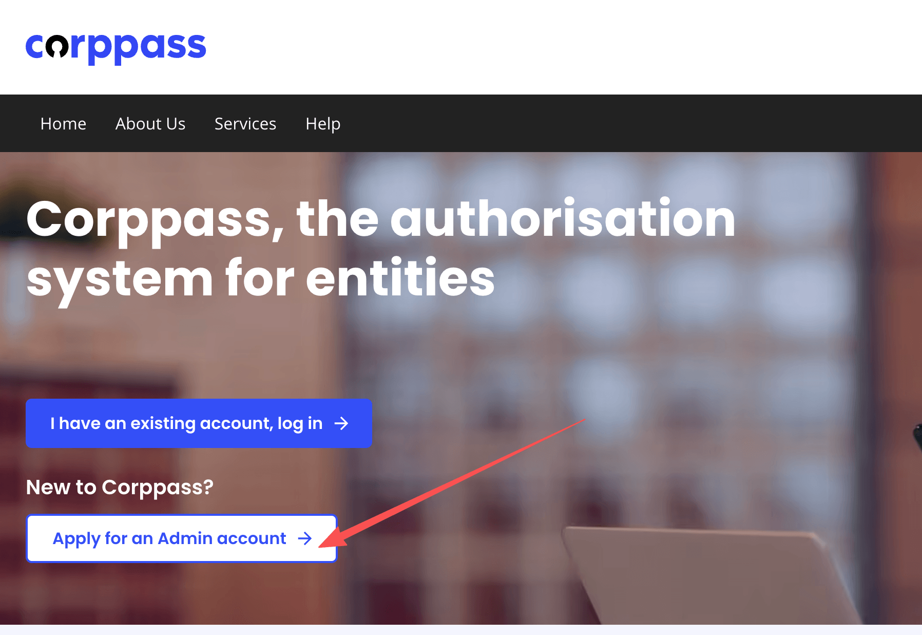 Corppass 申请管理员账户