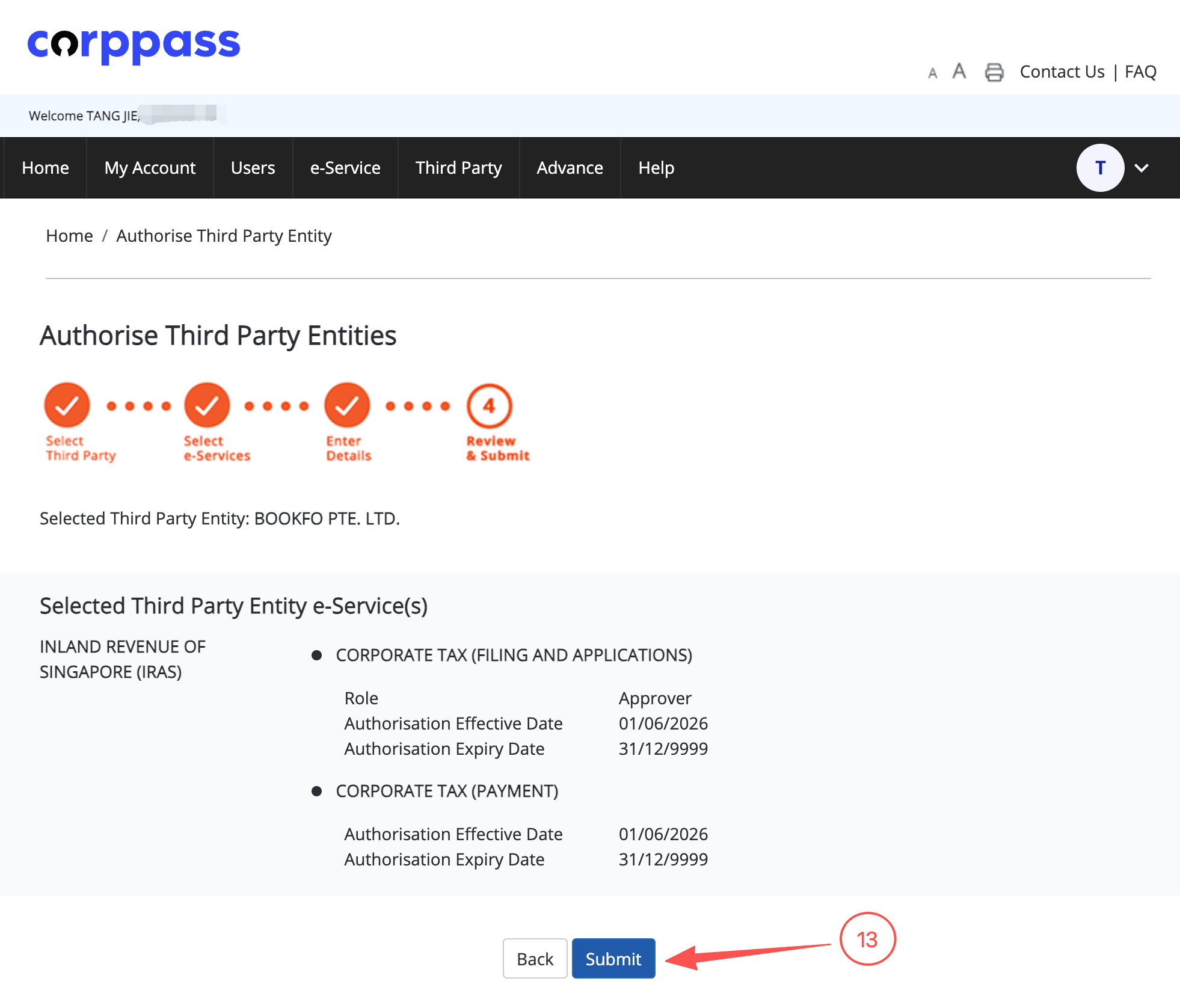 Corppass 授权第三方企业