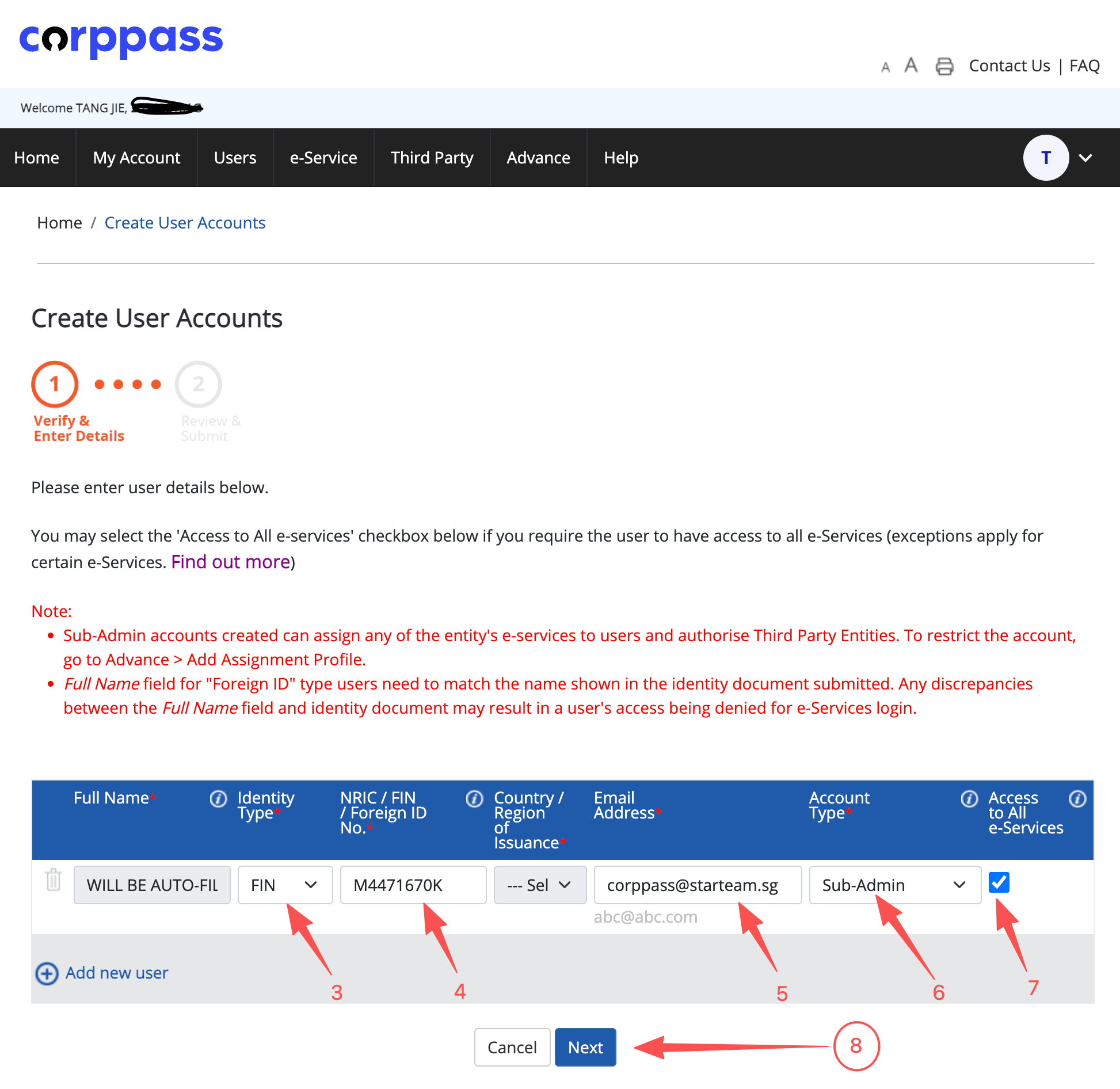 Corppass 创建用户